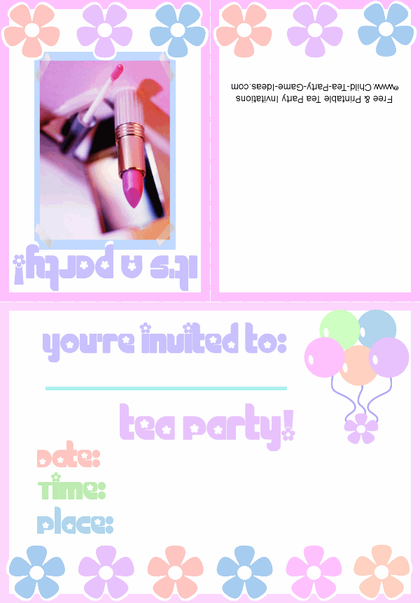 Free Printable Tea Party Invitations Makeup Party Invitation 2b